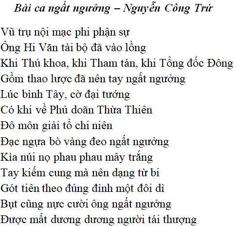 Bài thơ: Bài ca ngất ngưởng (Nguyễn Công Trứ): nội dung, dàn ý phân tích, bố cục, tác giả - Tác giả tác phẩm (mới 2022) | Ngữ văn lớp 11