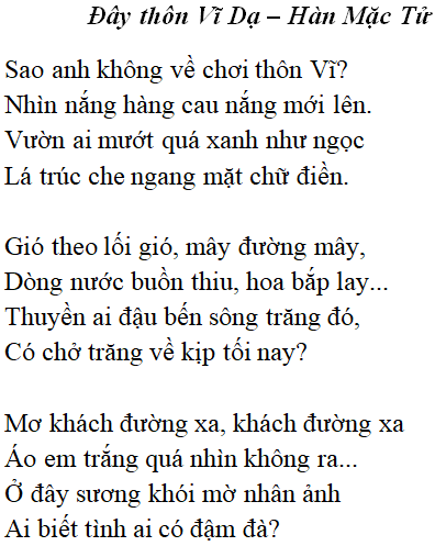 Bài thơ: Đây thôn Vĩ Dạ (Hàn Mặc Tử): nội dung, dàn ý phân tích, bố cục, tác giả - Tác giả tác phẩm (mới 2022) | Ngữ văn lớp 11