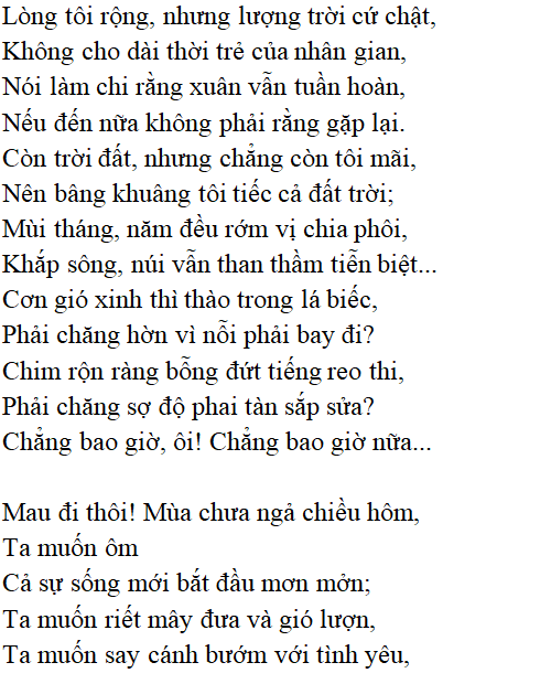 Bài thơ Vội vàng (Xuân Diệu) - Tác giả tác phẩm (mới 2022) | Ngữ văn lớp 11