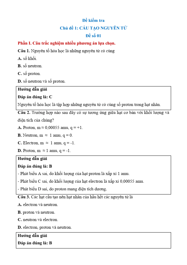 Đề kiểm tra Hoá học 10 Cánh diều theo Chủ đề (có lời giải)