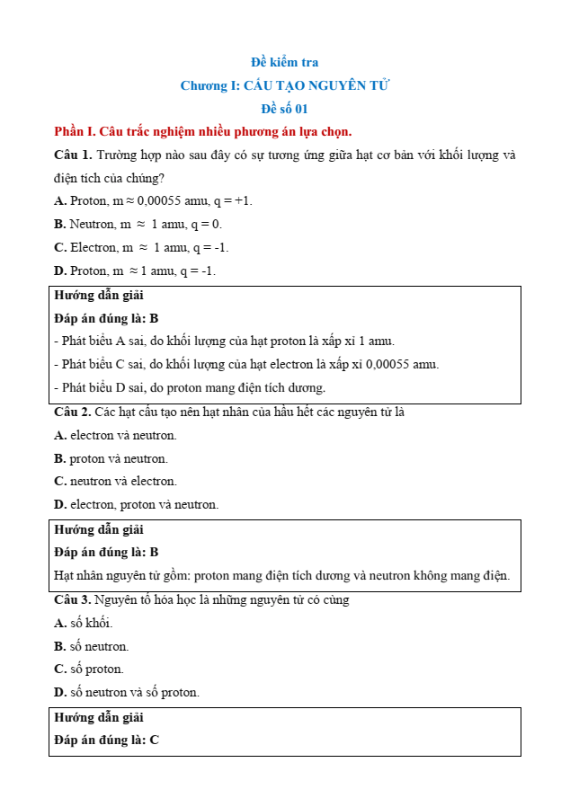 Đề kiểm tra Hoá học 10 Chân trời sáng tạo theo Chương (có lời giải)