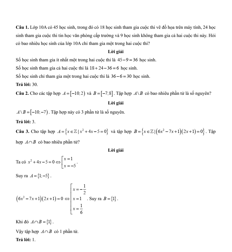 Đề kiểm tra Toán 10 Cánh diều theo Chương (có lời giải)