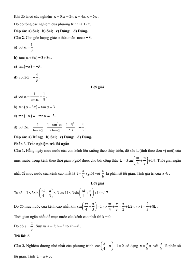 Đề kiểm tra Toán 11 Chân trời sáng tạo theo Chương (có lời giải)