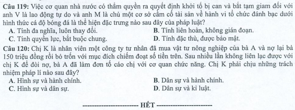 Đề minh họa năm 2022 GDCD tốt nghiệp THPT (có đáp án)