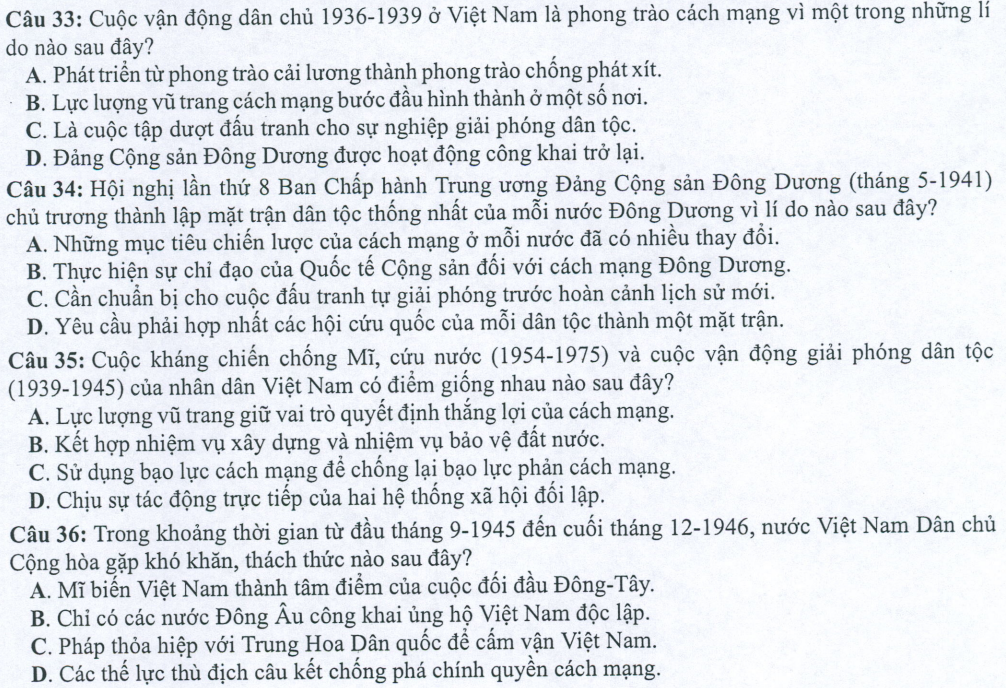 Đề minh họa năm 2022 Lịch Sử tốt nghiệp THPT (có đáp án)