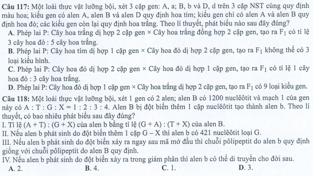 Đề minh họa năm 2022 Sinh học tốt nghiệp THPT (có đáp án)