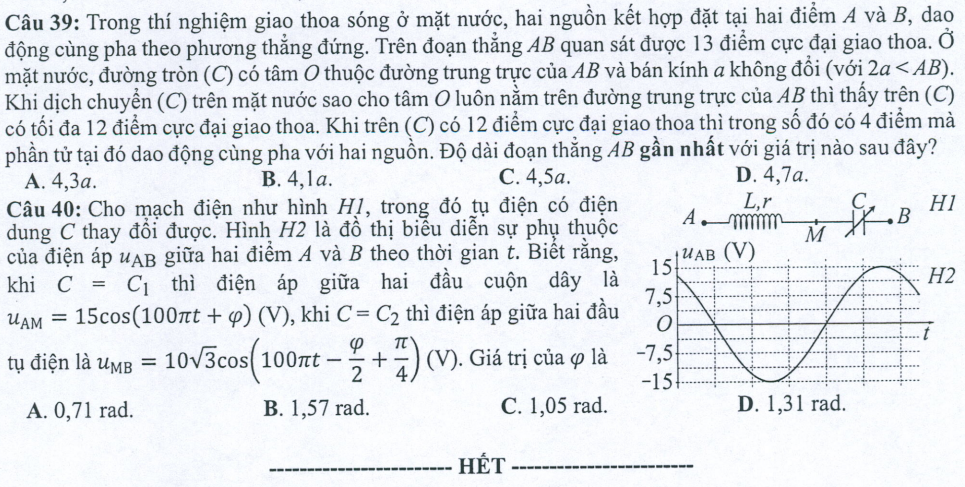 Đề minh họa năm 2022 Vật Lí tốt nghiệp THPT (có đáp án)