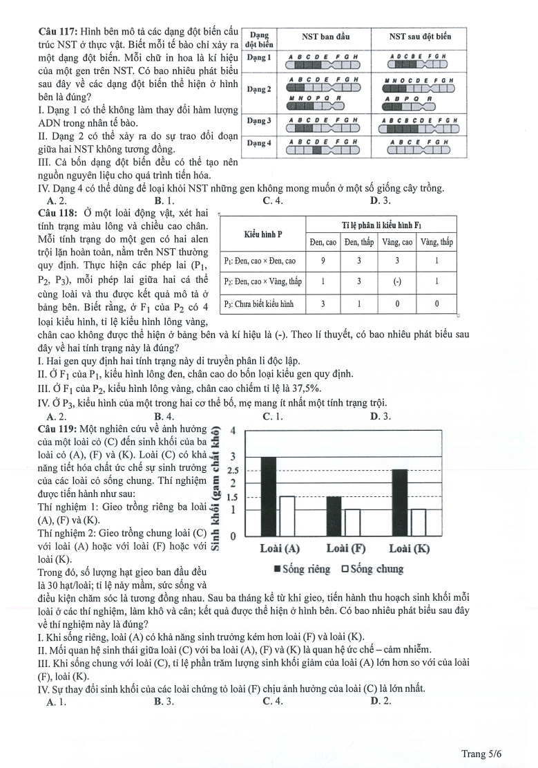 Đề tham khảo 2024 Sinh học