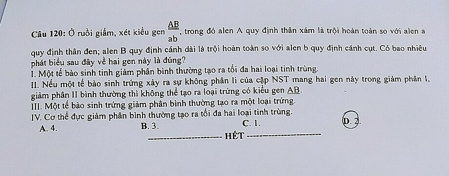 (Chính thức) Đề thi tốt nghiệp THPT Sinh năm 2023 (có đáp án)