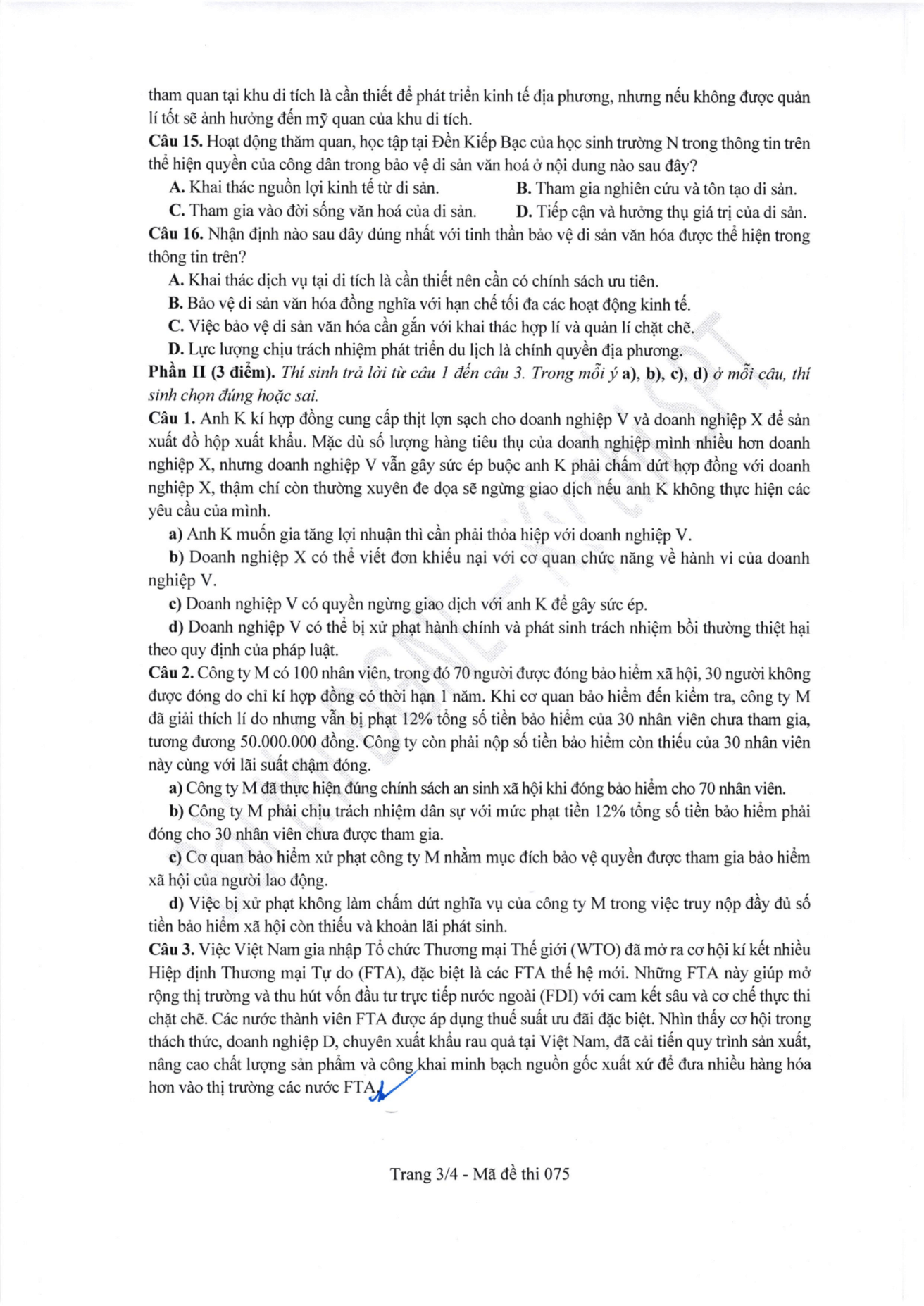 Đề thi tham khảo Giáo dục Kinh tế và pháp luật ĐGNL ĐHSPHN năm 2026