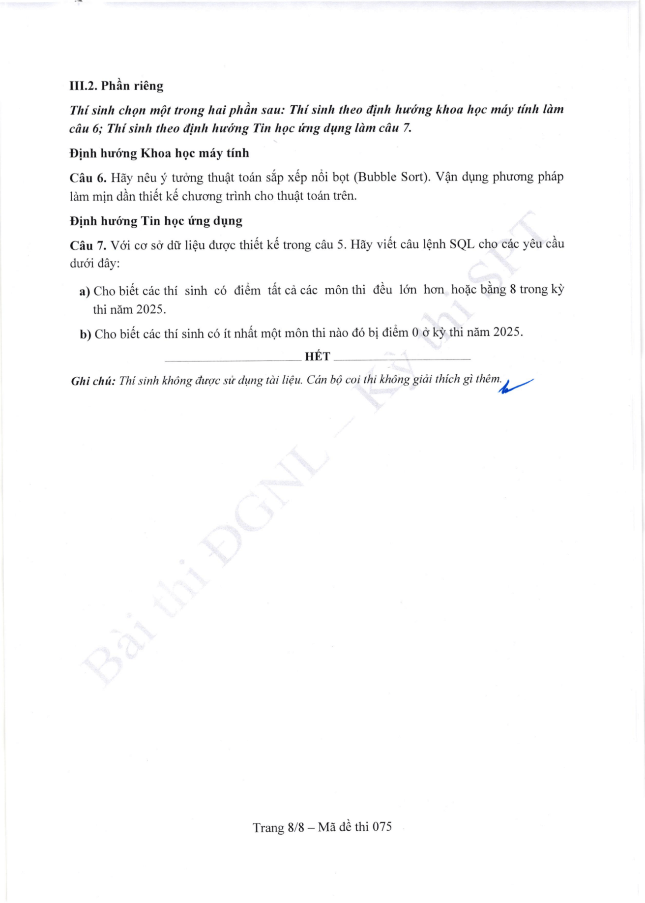 Đề thi tham khảo Tin học ĐGNL ĐHSPHN năm 2026