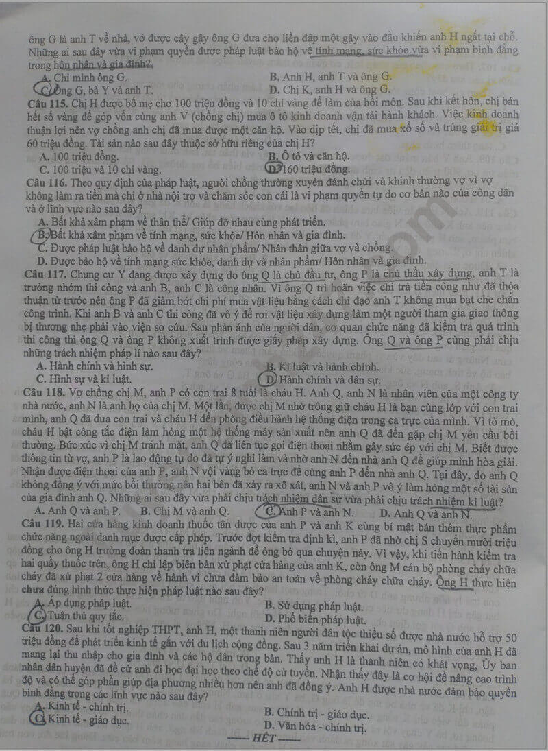 Đề thi thử 2024 GDCD Sở GD Bắc Ninh