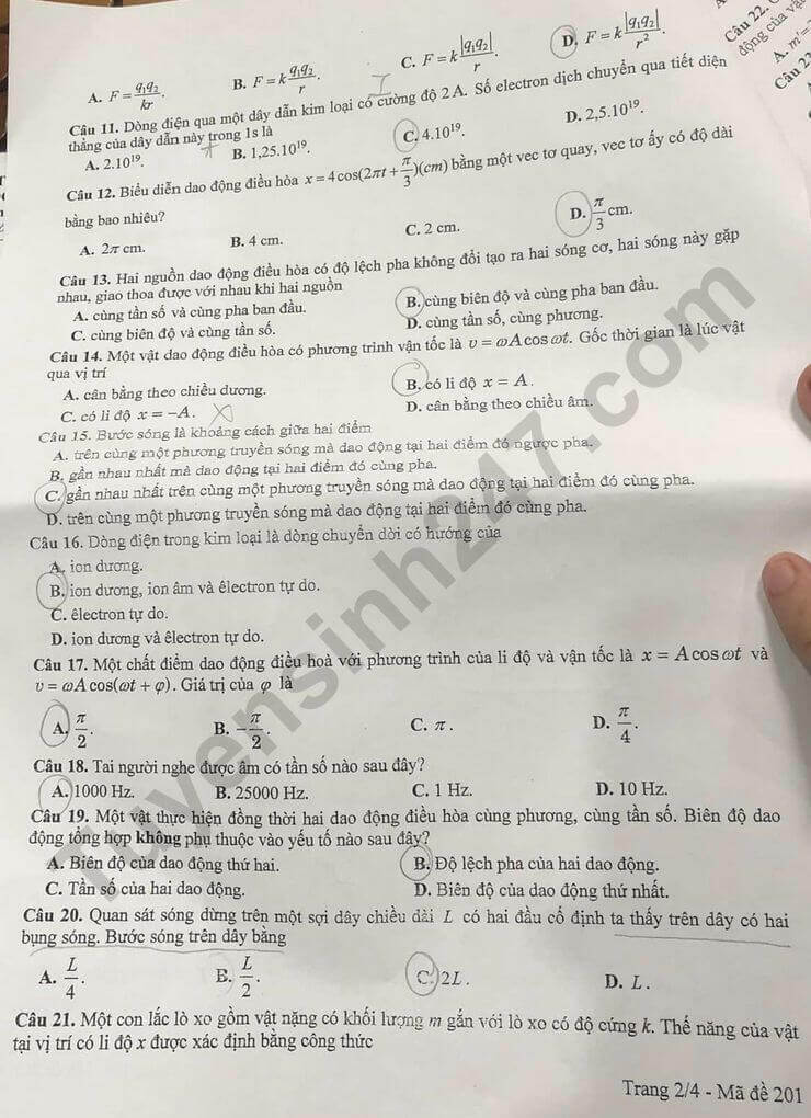 Đề thi thử 2024 Vật Lí Sở GD Bạc Liêu