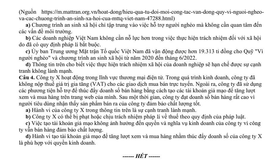 Đề thi thử Tốt nghiệp KTPL 2025 Cụm các trường THPT, các Trung tâm GDTX, GDNN - GDTX (Bắc Ninh)