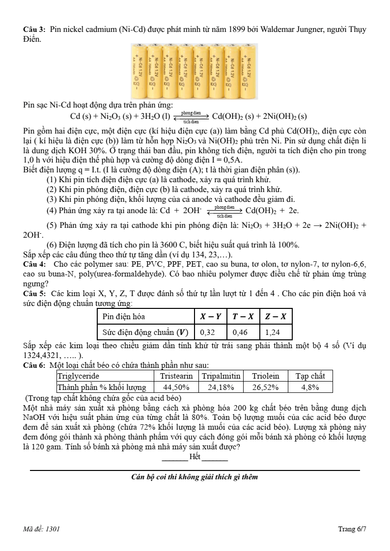 Đề thi thử Hóa Tốt nghiệp THPT 2025-2026 Cụm 13 trường THPT (Hải Phòng)