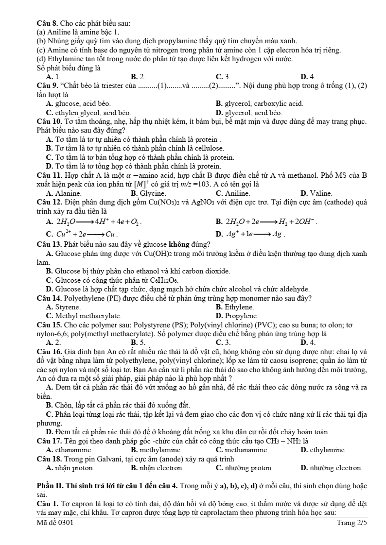 Đề thi thử Hóa Tốt nghiệp THPT 2025-2026 Cụm các trường THPT (Bắc Ninh)