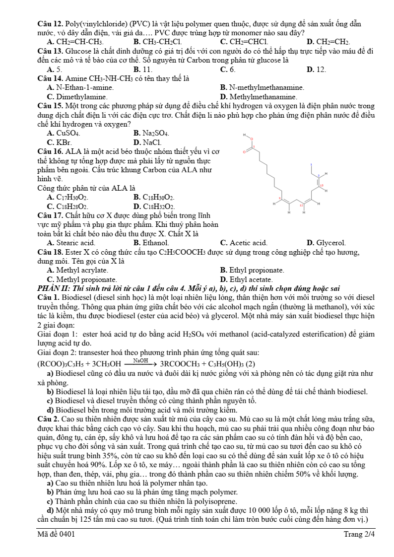 Đề thi thử Hóa Tốt nghiệp THPT 2025-2026 Liên Trường THPT Anh Sơn, Đô Lương, Thanh Chương, Yên Thành (Nghệ An)
