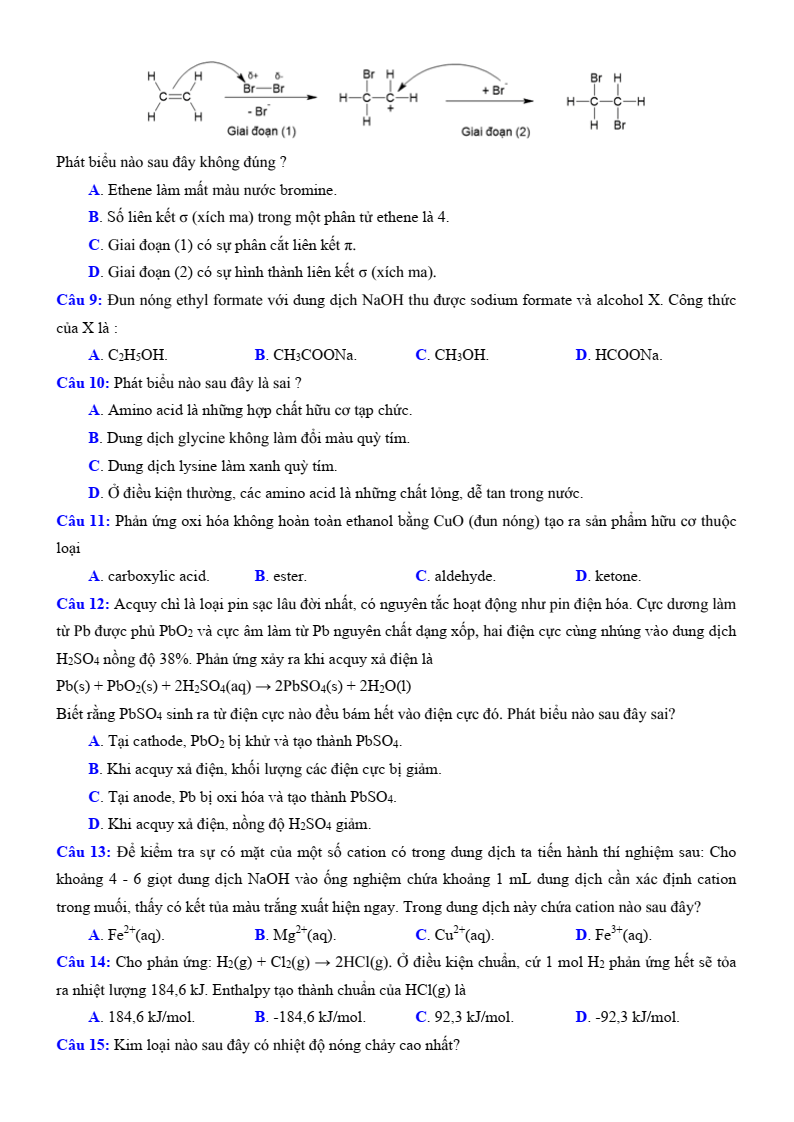 Đề thi thử Hóa Tốt nghiệp THPT 2025-2026 Sở GD&ĐT Cao Bằng