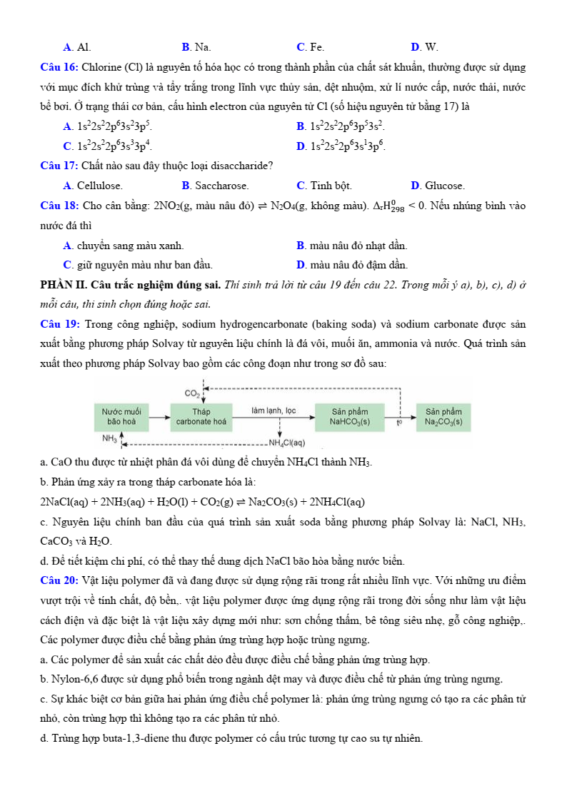 Đề thi thử Hóa Tốt nghiệp THPT 2025-2026 Sở GD&ĐT Cao Bằng