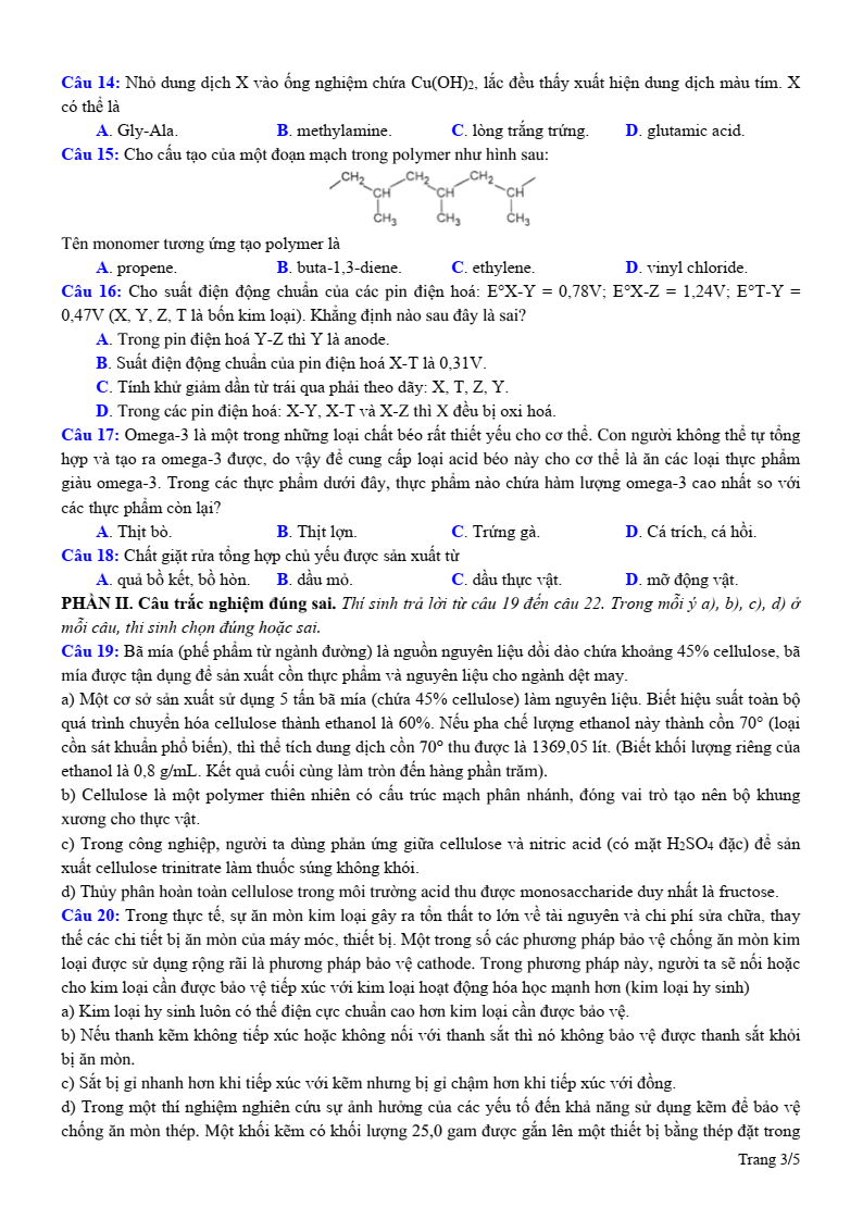 Đề thi thử Hóa Tốt nghiệp THPT 2025-2026 Sở GD&ĐT Lào Cai