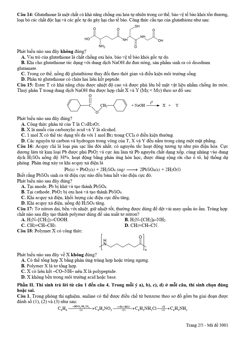 Đề thi thử Hóa Tốt nghiệp THPT 2025-2026 Sở GD&ĐT Phú Thọ