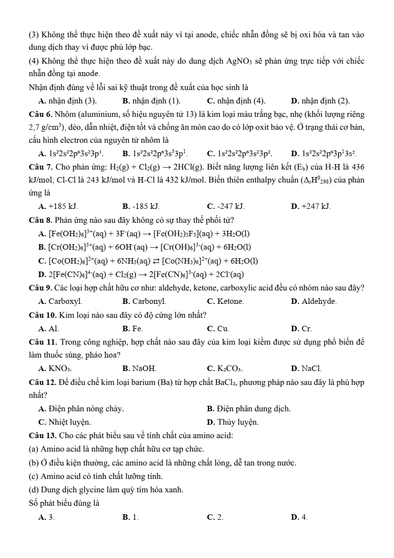 Đề thi thử Hóa Tốt nghiệp THPT 2025-2026 Sở GD&ĐT Sơn La