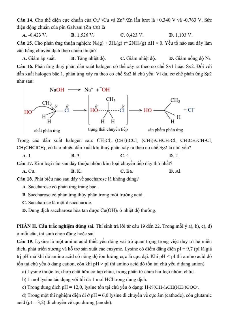 Đề thi thử Hóa Tốt nghiệp THPT 2025-2026 Sở GD&ĐT Sơn La