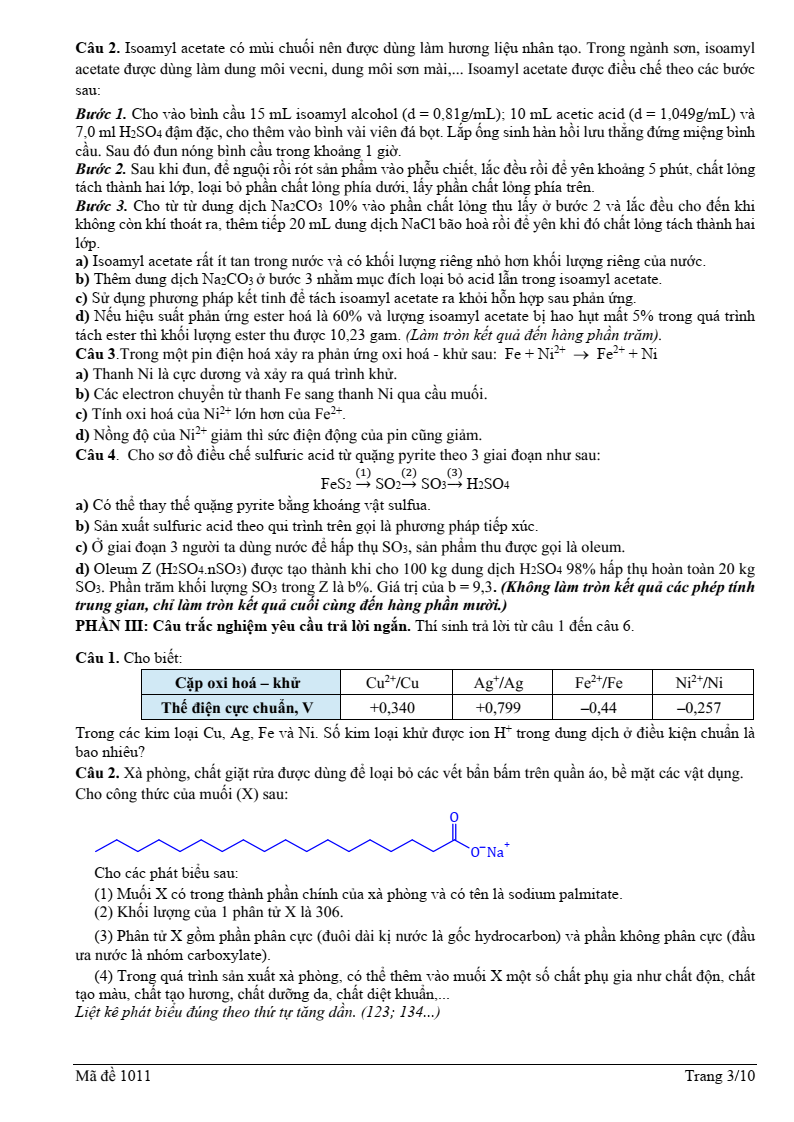 Đề thi thử Hóa Tốt nghiệp THPT 2025-2026 trường THPT Bỉm Sơn (Thanh Hóa)