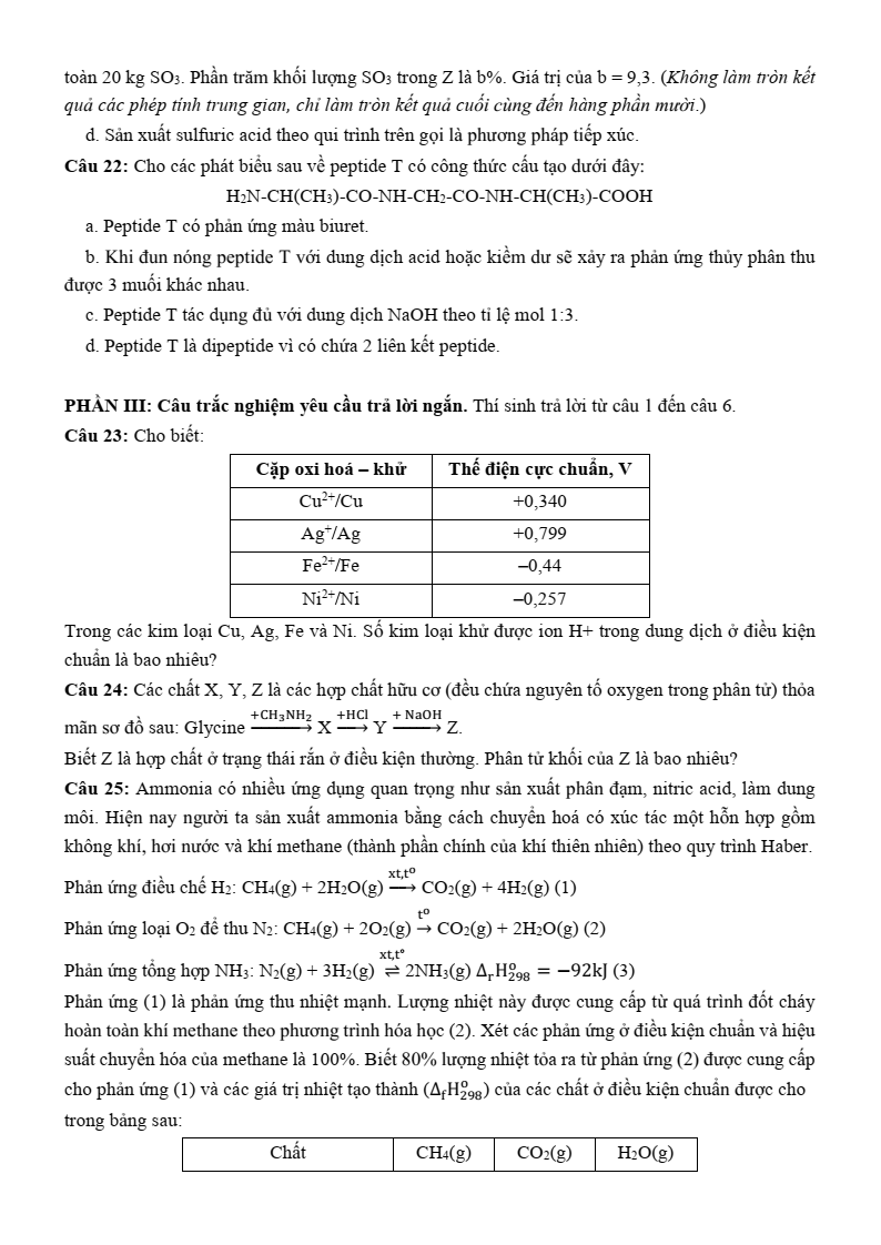 Đề thi thử Hóa Tốt nghiệp THPT 2025-2026 trường THPT Bỉm Sơn (Thanh Hóa)