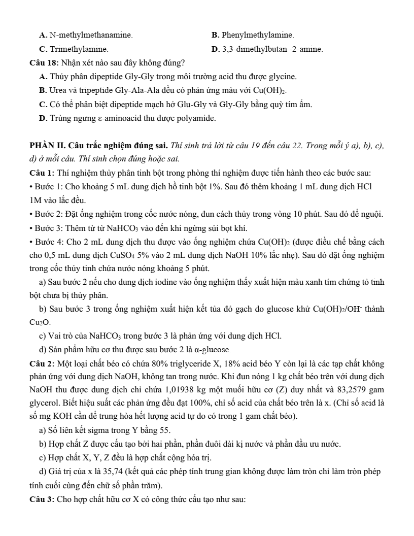 Đề thi thử Hóa Tốt nghiệp THPT 2025-2026 trường THPT Cẩm Xuyên (Hà Tĩnh)