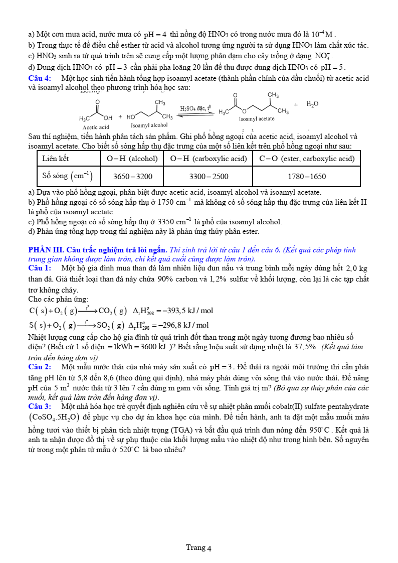 Đề thi thử Hóa Tốt nghiệp THPT 2025-2026 trường THPT Chuyên Bắc Ninh (Bắc Ninh)