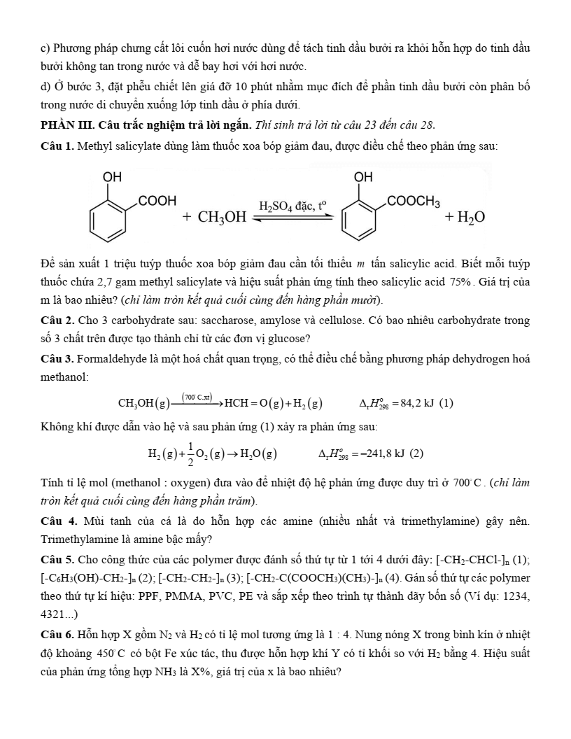 Đề thi thử Hóa Tốt nghiệp THPT 2025-2026 trường THPT Chuyên Chu Văn An (Lạng Sơn)