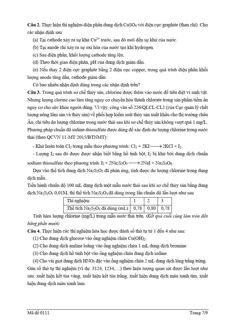 Đề thi thử Hóa Tốt nghiệp THPT 2025-2026 trường THPT Chuyên Trần Phú (Hải Phòng)