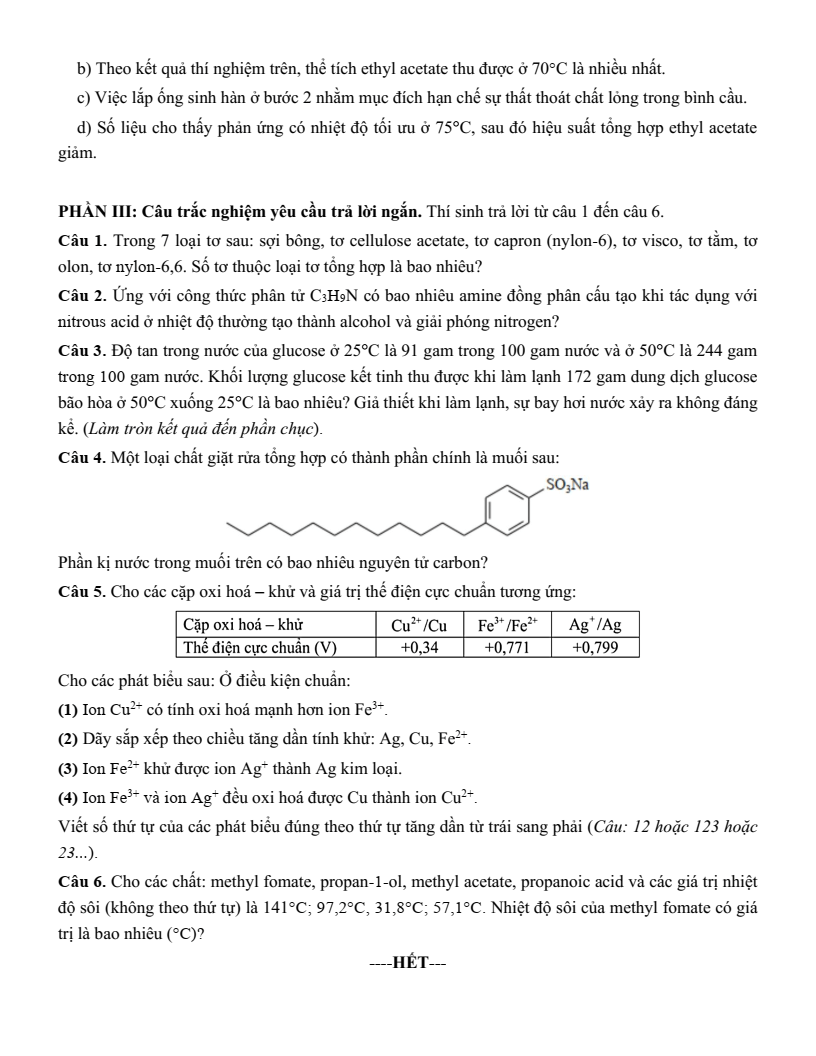 Đề thi thử Hóa Tốt nghiệp THPT 2025-2026 trường THPT Cửa Lò (Nghệ An)