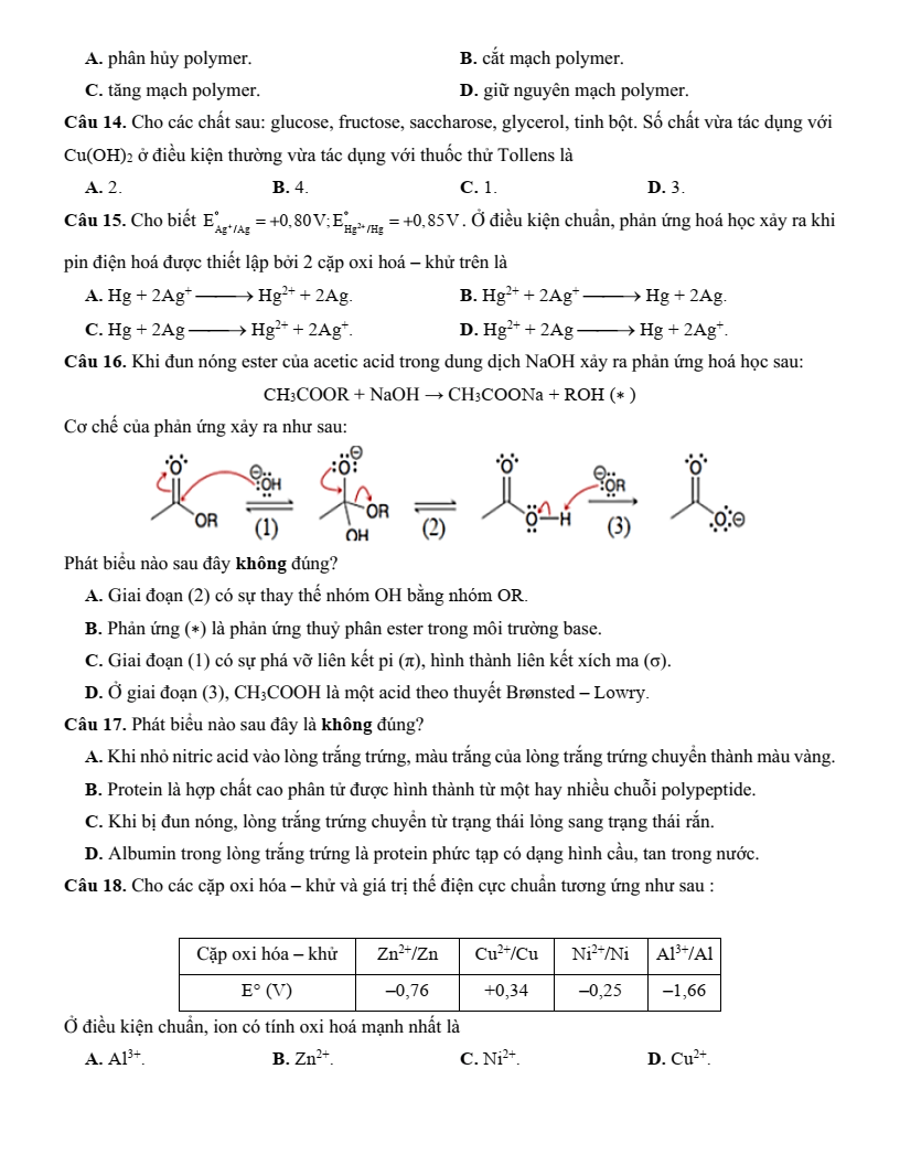 Đề thi thử Hóa Tốt nghiệp THPT 2025-2026 trường THPT Hồ Nghinh – Lê Hồng Phong – Nguyễn Hiền – Sào Nam (Đà Nẵng)