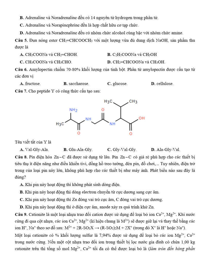 Đề thi thử Hóa Tốt nghiệp THPT 2025-2026 trường THPT Hưng Nhân (Hưng Yên)