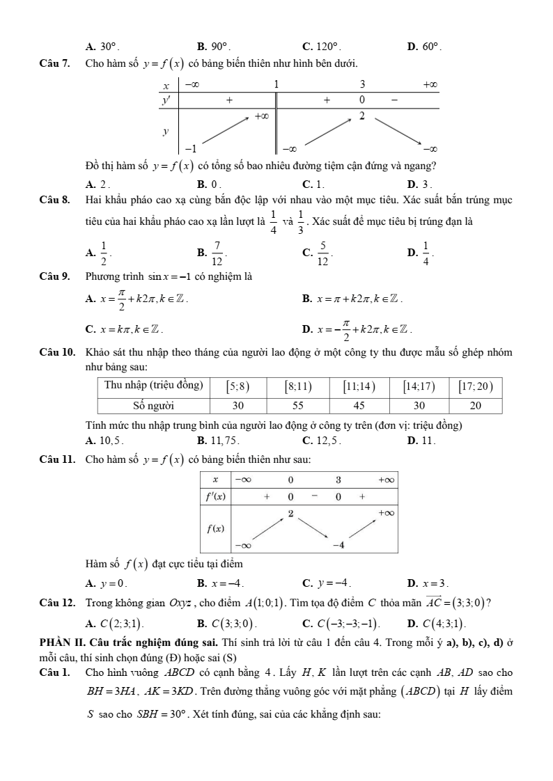 Đề thi thử Toán Tốt nghiệp THPT 2025-2026 Cụm Liên trường THPT (Hải Phòng)