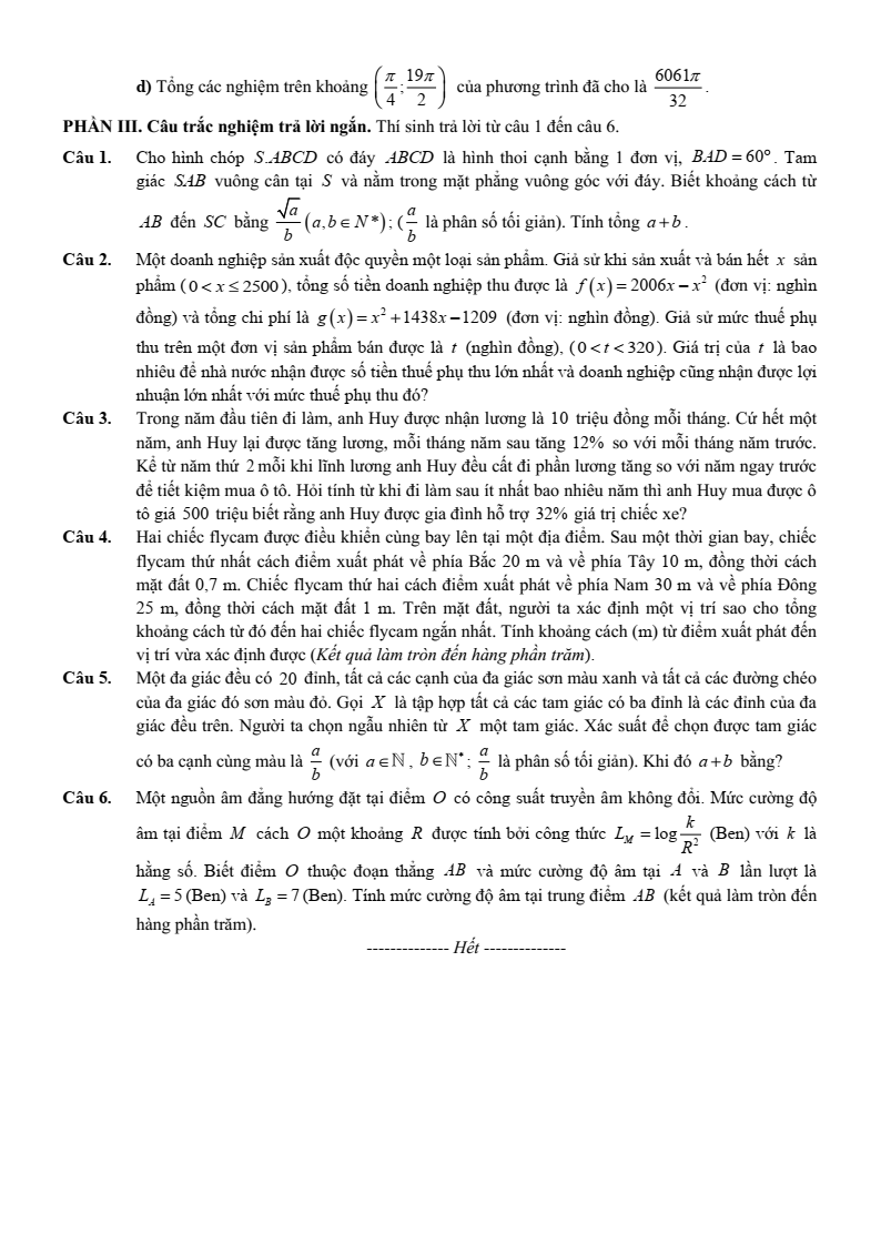 Đề thi thử Toán Tốt nghiệp THPT 2025-2026 Cụm Liên trường THPT (Hải Phòng)