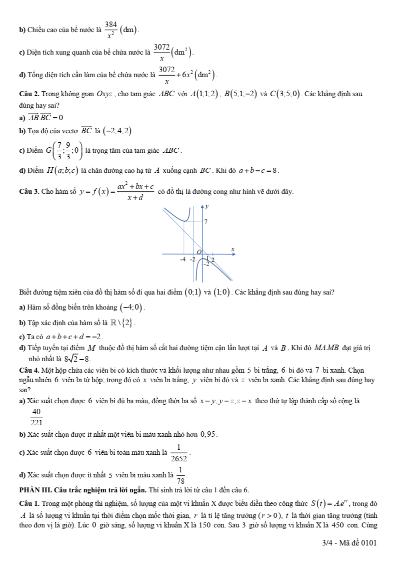 Đề thi thử Toán Tốt nghiệp THPT 2025-2026 Cụm trường THPT QV1-TT1-LVT – Bắc Ninh