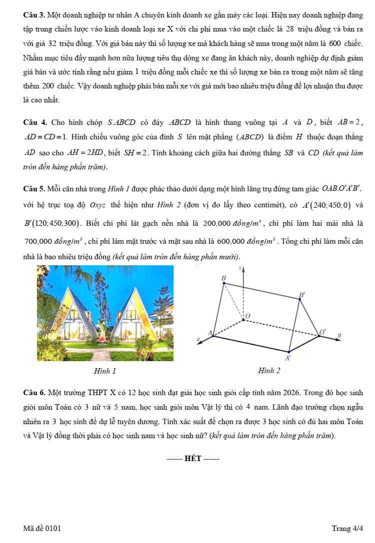 Đề thi thử Toán Tốt nghiệp THPT 2025-2026 Sở Cà Mau