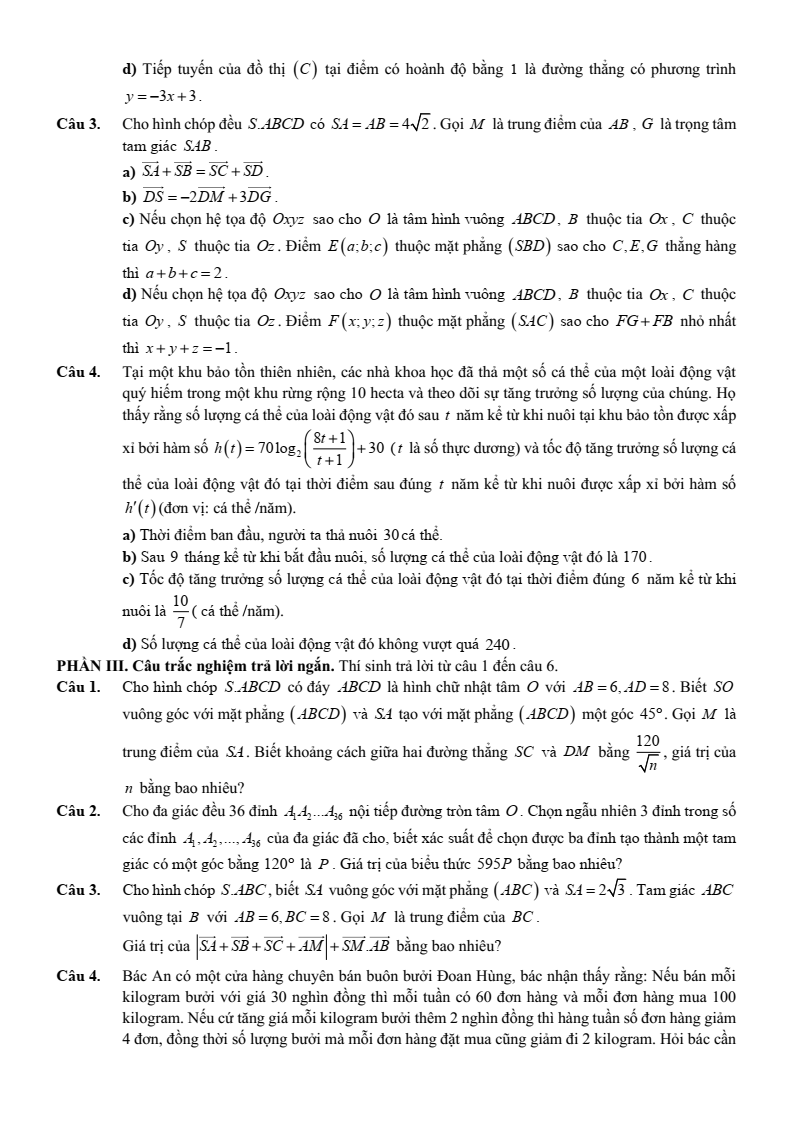 Đề thi thử Toán Tốt nghiệp THPT 2025-2026 Sở GD&ĐT Phú Thọ