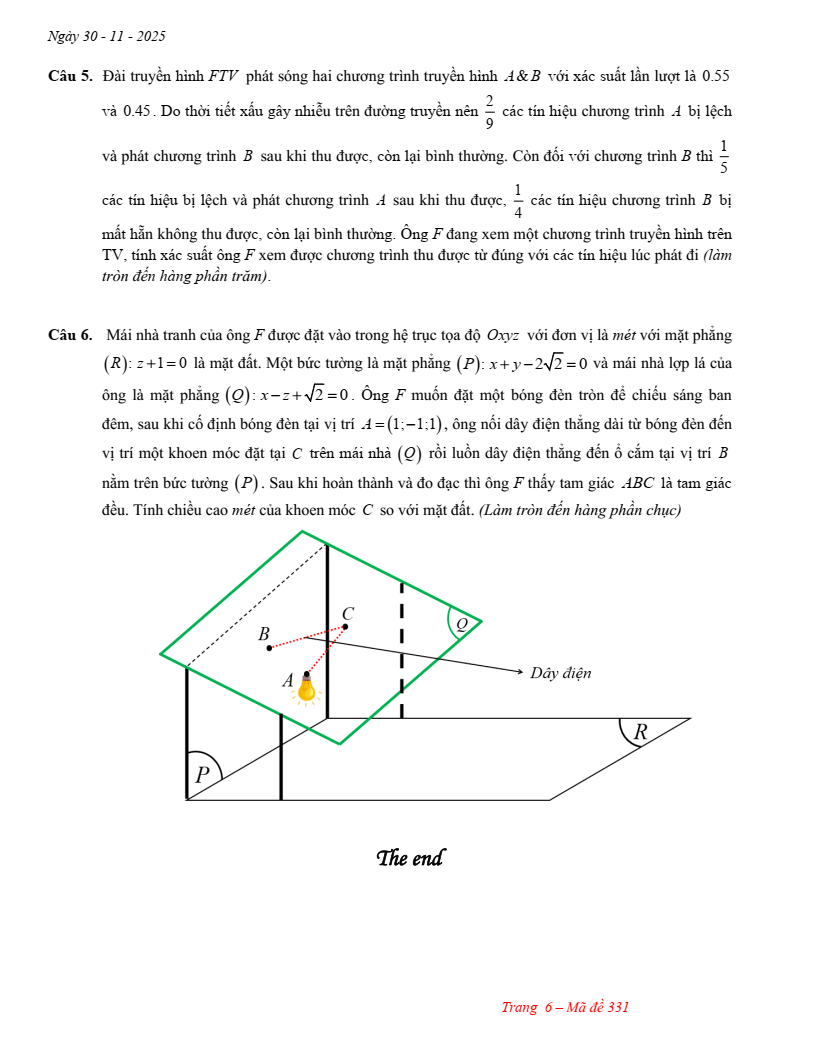 Đề thi thử Toán Tốt nghiệp THPT 2025-2026 trường TH - THCS - THPT Lê Thánh Tông