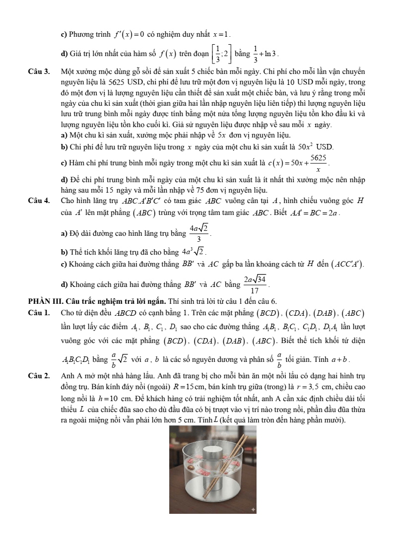Đề thi thử Toán Tốt nghiệp THPT 2025-2026 trường THPT Chuyên Hạ Long (Quảng Ninh)
