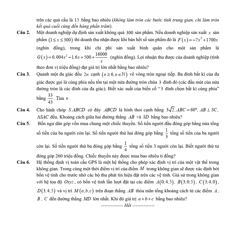 Đề thi thử Toán Tốt nghiệp THPT 2025-2026 trường THPT Cửa Lò (Nghệ An)