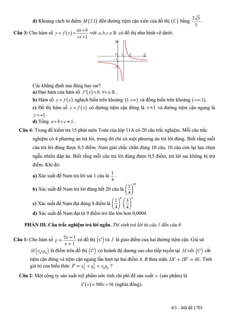 Đề thi thử Toán Tốt nghiệp THPT 2025-2026 trường THPT Đào Duy Từ