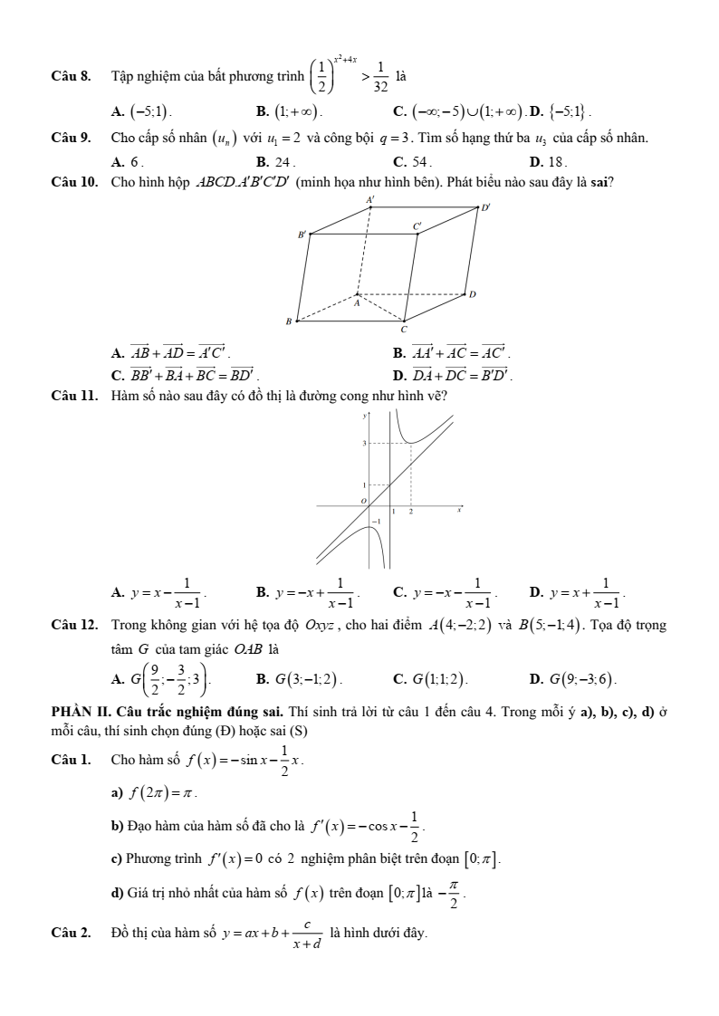 Đề thi thử Toán Tốt nghiệp THPT 2025-2026 trường THPT Đồng Hỷ (Thái Nguyên)