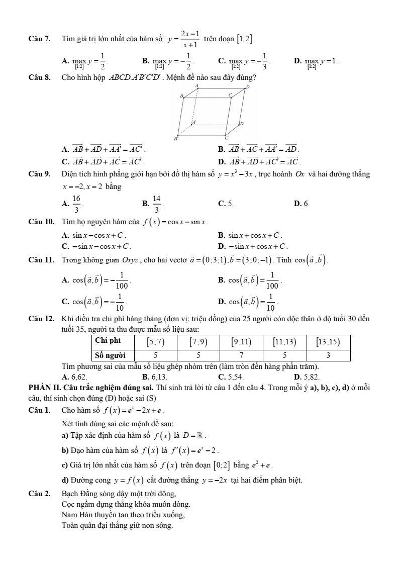 Đề thi thử Toán Tốt nghiệp THPT 2025-2026 trường THPT Lê Thánh Tông