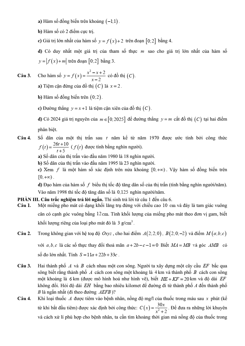 Đề thi thử Toán Tốt nghiệp THPT 2025-2026 trường THPT Liên cấp Đại học Hồng Đức