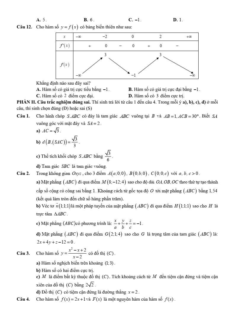 Đề thi thử Toán Tốt nghiệp THPT 2025-2026 trường THPT Ngô Quyền (Hải Phòng)