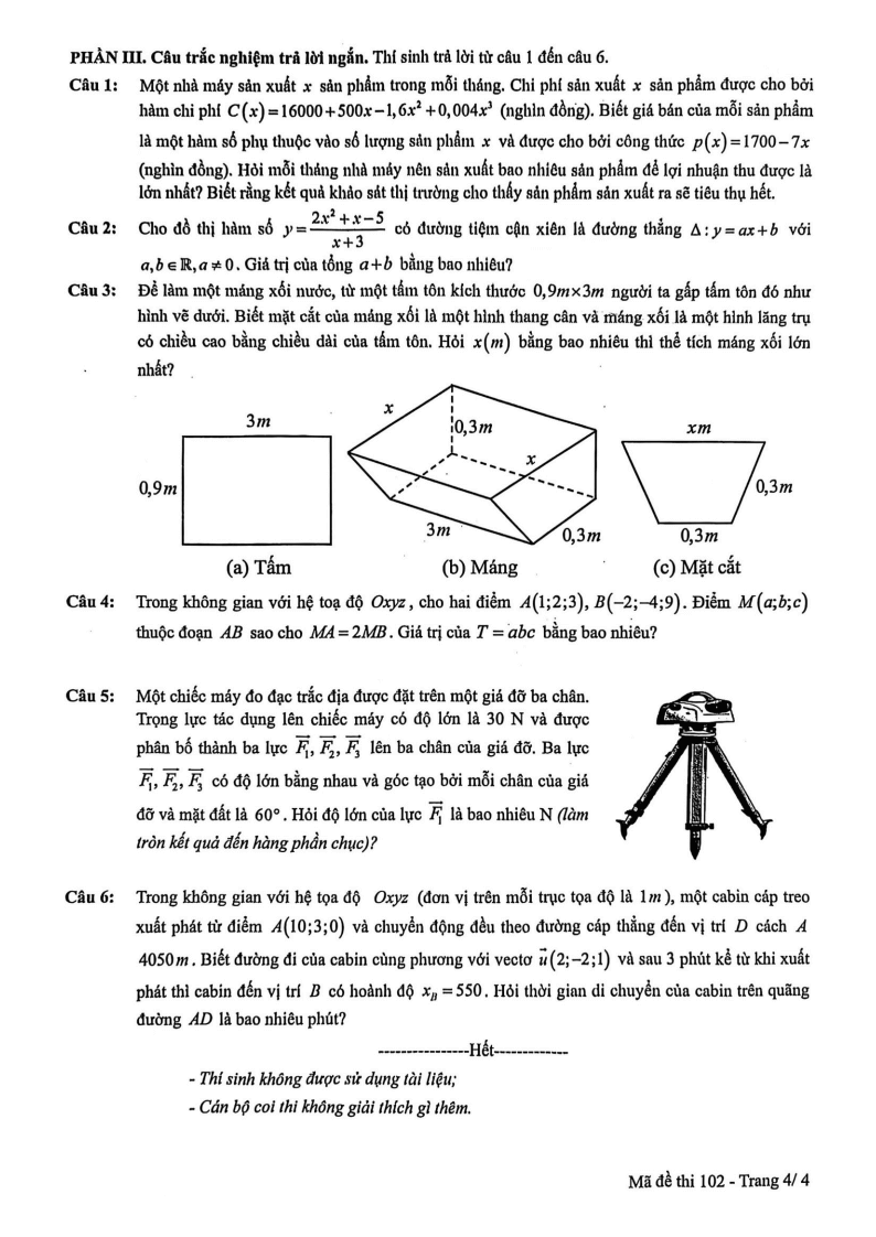 Đề thi thử Toán Tốt nghiệp THPT 2025-2026 trường THPT Than Uyên